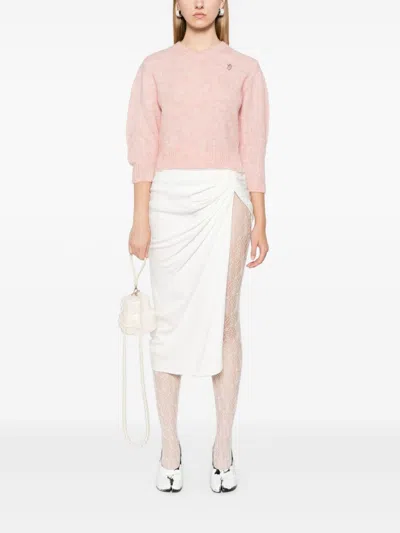 Simone Rocha Cropped Alpaca And Wool-blend Sweater In Pink