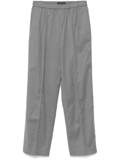 Fabiana Filippi Woolen Fabric Straight Leg Trousers With Elastic Waistband In Grey