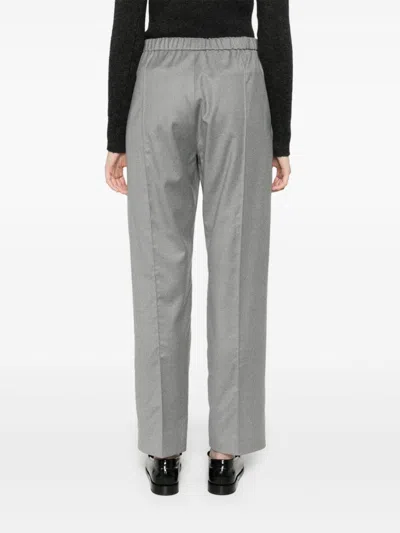 Fabiana Filippi Woolen Fabric Straight Leg Trousers With Elastic Waistband In Grey