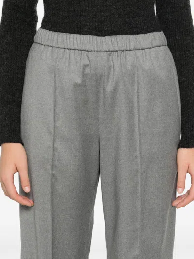 Fabiana Filippi Woolen Fabric Straight Leg Trousers With Elastic Waistband In Grey