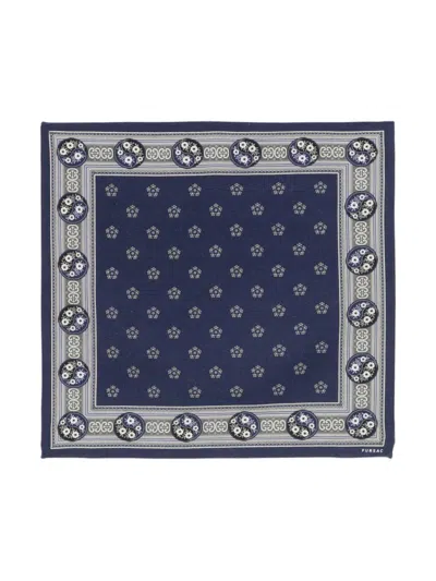 Fursac Printed Pocket Scarf In Blue