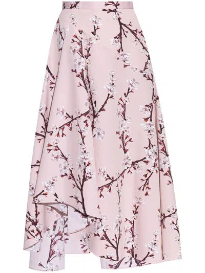 Alexander Mcqueen Floral-print Midi A-line Skirt In Pink