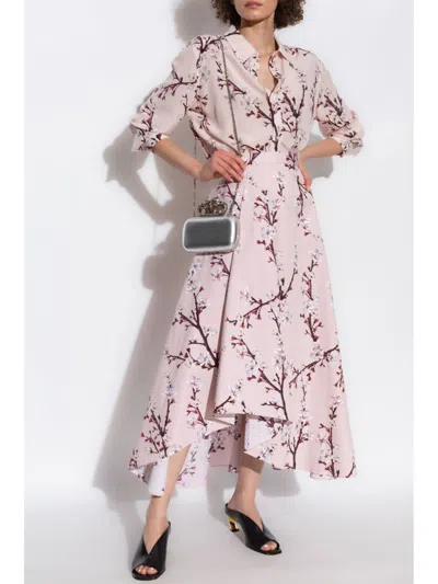 Alexander Mcqueen Floral-print Midi A-line Skirt In Pink