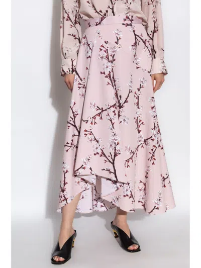 Alexander Mcqueen Floral-print Midi A-line Skirt In Pink