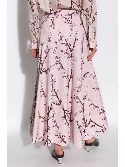 Alexander Mcqueen Floral-print Midi A-line Skirt In Pink