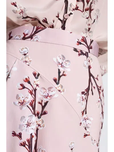 Alexander Mcqueen Floral-print Midi A-line Skirt In Pink