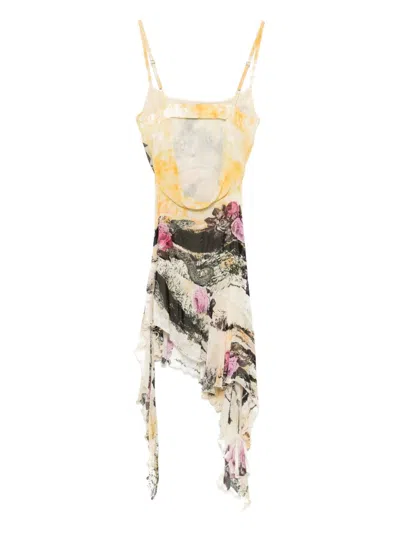 Acne Studios Yellow Viscose Casual Dress In Multi