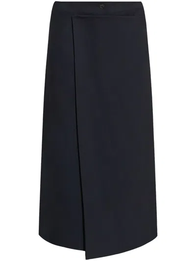 Shop Fabiana Filippi Pleat-detail Midi Skirt In Blue