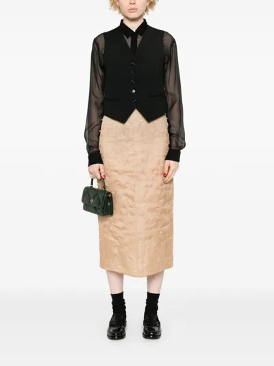 Fabiana Filippi Padded Pencil Skirt With Stars Beading In Brown