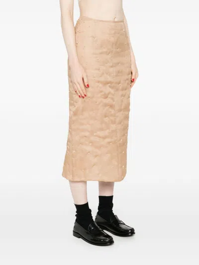 Fabiana Filippi Padded Pencil Skirt With Stars Beading In Brown