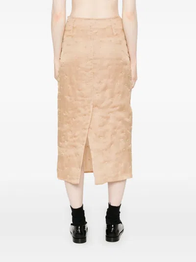 Fabiana Filippi Padded Pencil Skirt With Stars Beading In Brown