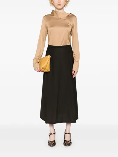 Fabiana Filippi Pleated Midi Skirt In Brown