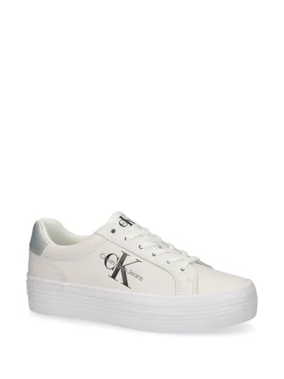 Shop Calvin Klein Jeans Est.1978 Logo-print Leather Sneakers In White