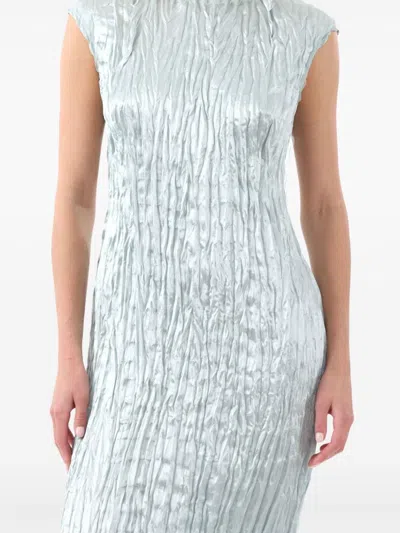 Shop Jason Wu Collection Hammered-effect Dress In Blue