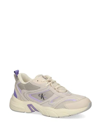 Calvin Klein Jeans Est.1978 Retro Logo-print Sneakers In Neutrals