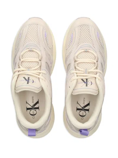 Calvin Klein Jeans Est.1978 Retro Logo-print Sneakers In Neutrals