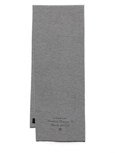 Shop Givenchy Logo-embroidered Scarf In Grey