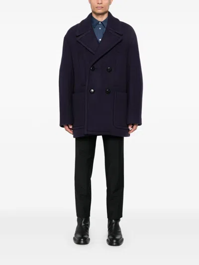Lanvin Double-breasted Coat In Blue