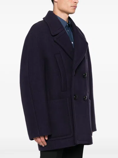 Lanvin Double-breasted Coat In Blue