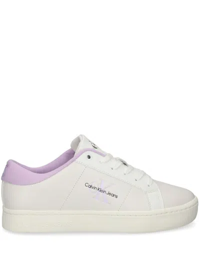Calvin Klein Jeans Est.1978 Debossed-logo Leather Sneakers In White