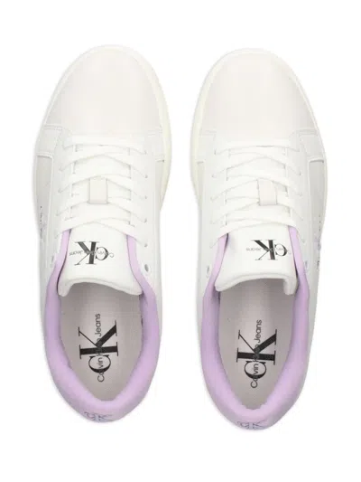 Calvin Klein Jeans Est.1978 Debossed-logo Leather Sneakers In White