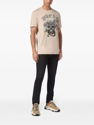 Shop Philipp Plein Ss Skull-print T-shirt In Neutrals