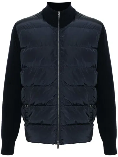Herno Ribbed Panelled Down Jacket In Blue