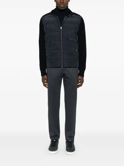 Herno Ribbed Panelled Down Jacket In Blue