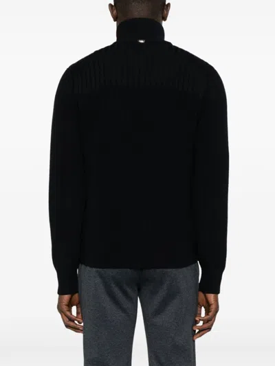 Herno Ribbed Panelled Down Jacket In Blue