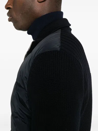Herno Ribbed Panelled Down Jacket In Blue