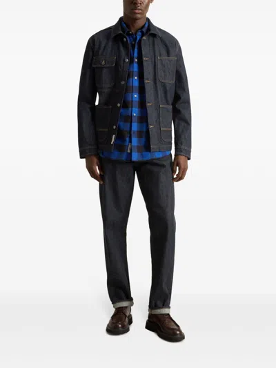 Woolrich Check Pattern Flannel Shirt In Blue