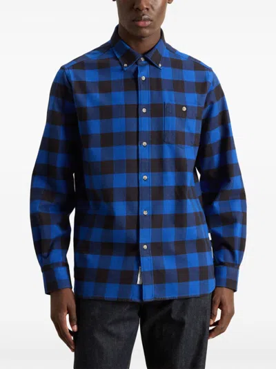 Woolrich Check Pattern Flannel Shirt In Blue