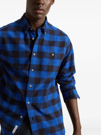 Woolrich Check Pattern Flannel Shirt In Blue