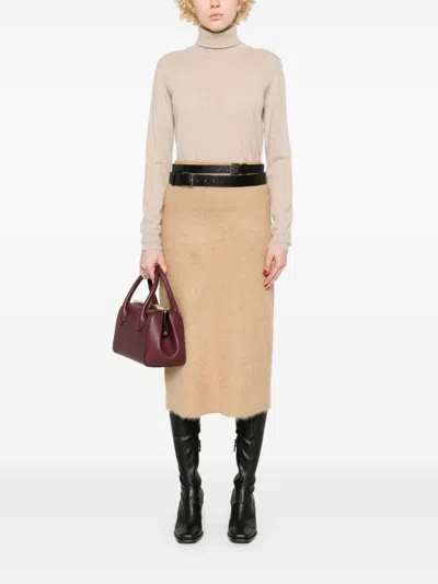 Fabiana Filippi Brushed Midi Skirt In Brown