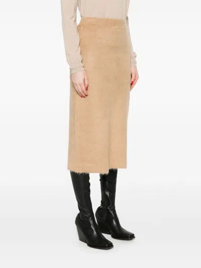 Fabiana Filippi Brushed Midi Skirt In Brown