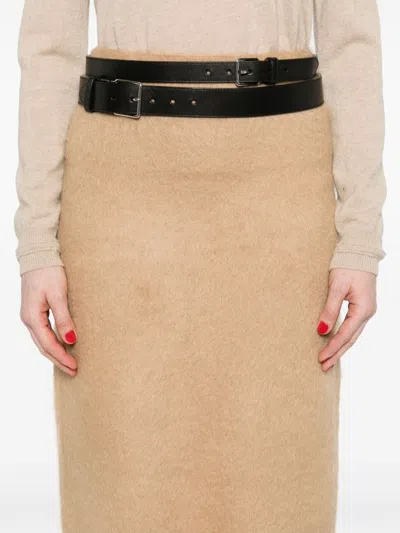 Fabiana Filippi Brushed Midi Skirt In Brown