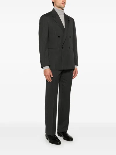 Shop Lardini Double-breasted Suit In Black