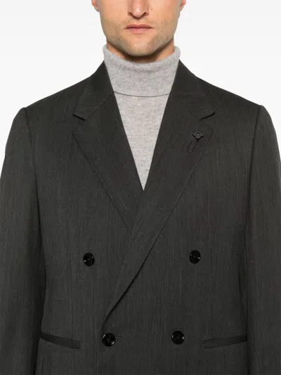 Shop Lardini Double-breasted Suit In Black