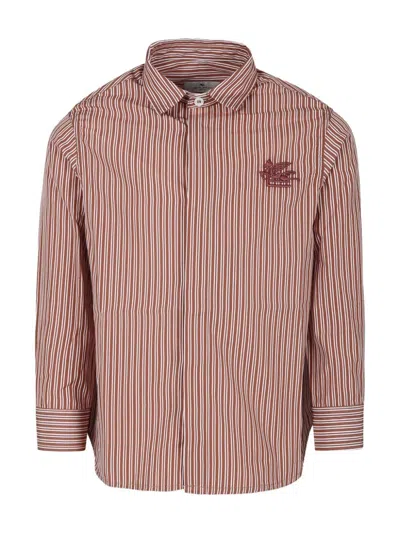Etro Burgundy Shirt For Boy With Pegaso In Red