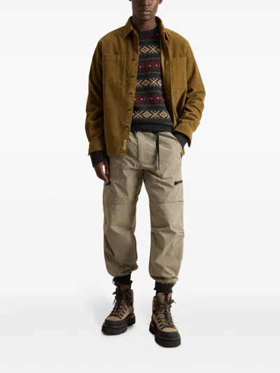 Woolrich Fair Isle Knitted Sweater In Brown