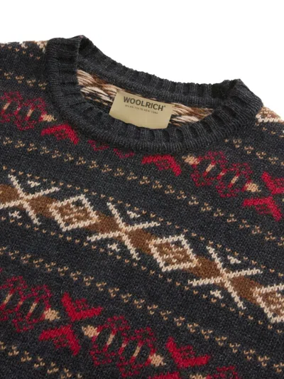 Woolrich Fair Isle Knitted Sweater In Brown