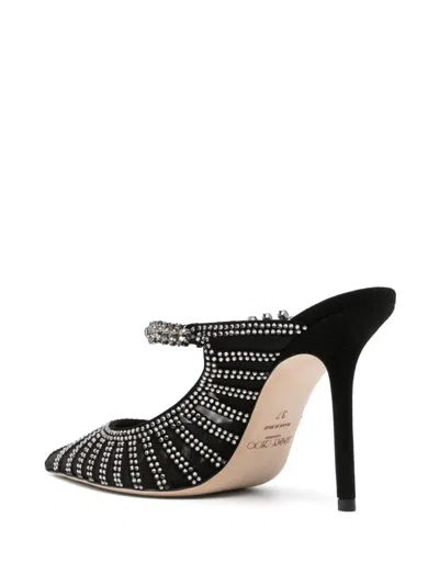 Jimmy Choo Women's Bing 100 Embellished High Heel Mules In Black