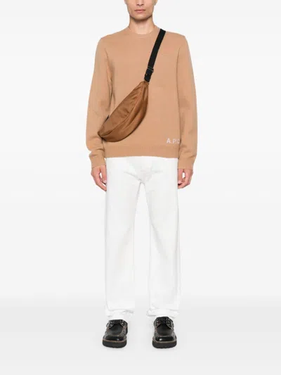 Apc Edward Logo-intarsia Wool Jumper In Neutrals