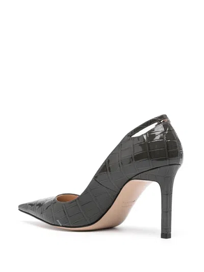 Tom Ford 85mm Angelina Croc-embossed Leather Pumps In Grey