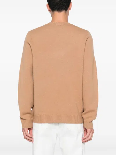 Apc Edward Logo-intarsia Wool Jumper In Neutrals
