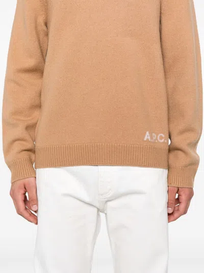 Apc Edward Logo-intarsia Wool Jumper In Neutrals