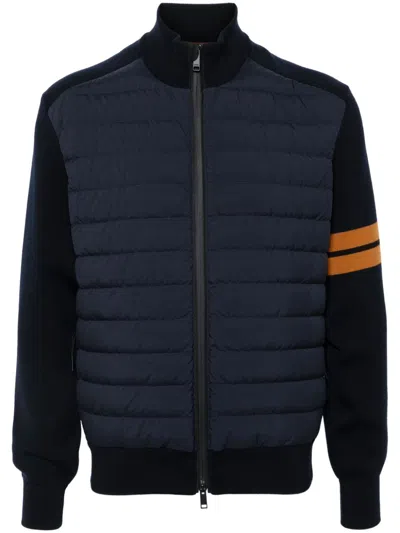 Zegna Down-filled Padded Wool-blend Cardigan In Blue