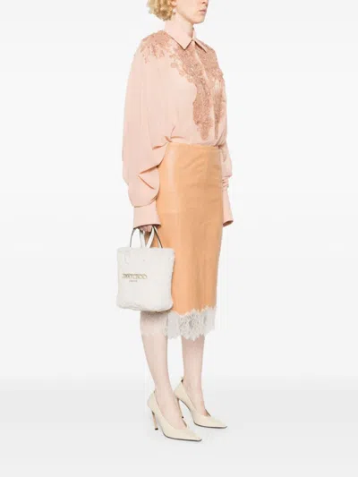 Jimmy Choo Small Lenny North-south Tote Bag In White