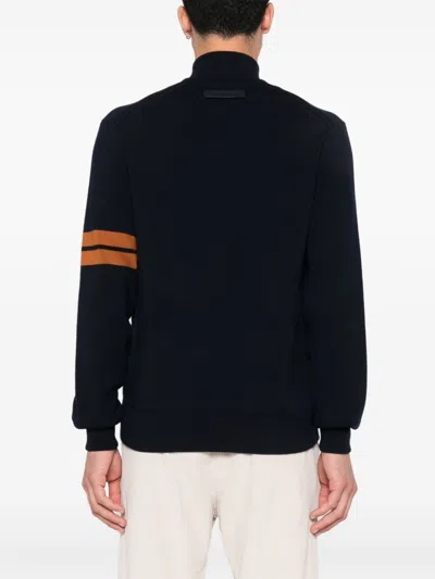 Zegna Down-filled Padded Wool-blend Cardigan In Blue