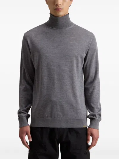 Woolrich Roll-neck Virgin Wool Sweater In Grey